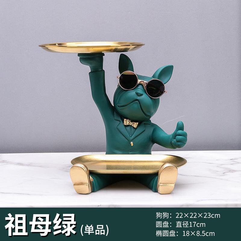 Creative Fortune Dog Ornament Entrance Key Storage Tray Home Decoration