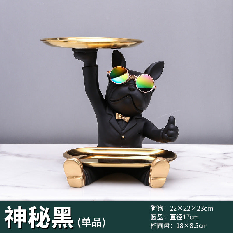 Creative Fortune Dog Ornament Entrance Key Storage Tray Home Decoration