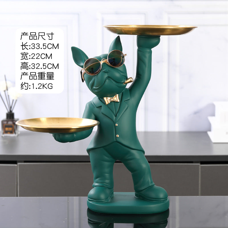 Creative Fortune Dog Ornament Entrance Key Storage Tray Home Decoration
