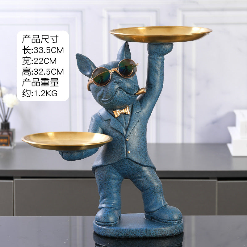 Creative Fortune Dog Ornament Entrance Key Storage Tray Home Decoration