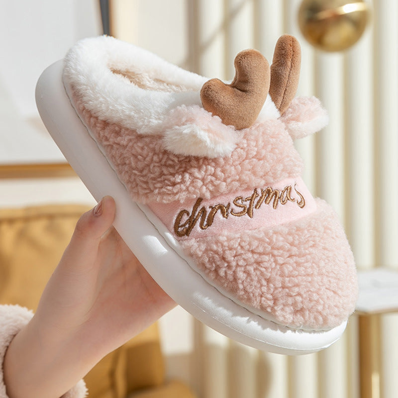 Christmas Shoes Winter Home Slippers Elk Soft Cosy Bedroom Slipper Slip On House Shoes3