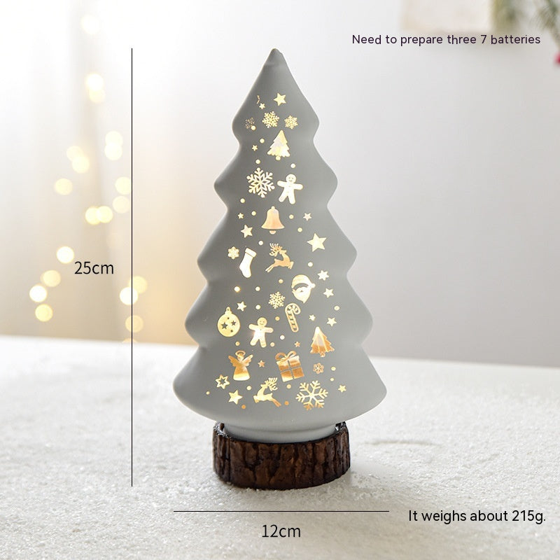 Christmas Luminous Glass Desktop Decoration Led Lights, Christmas tree, Candle, Cup white