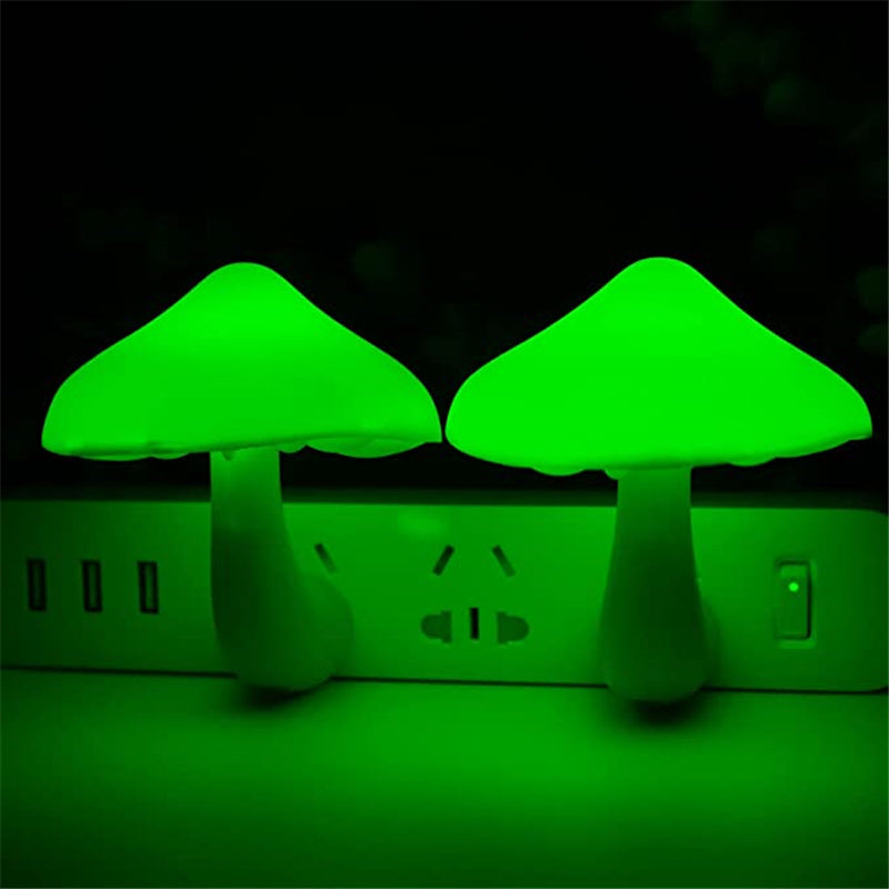 LED Night Light Mushroom Wall Socket Lamp Warm White Light-control Sensor Bedroom Light Home Decoration green