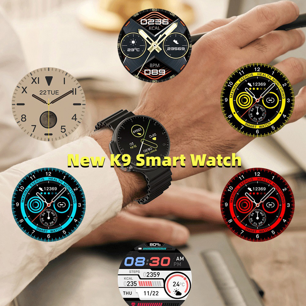 New K9 Smart Watch 1.39 Round Screen Encoder True Screw Clip Wireless Charging NFC Offline And Payment Function1