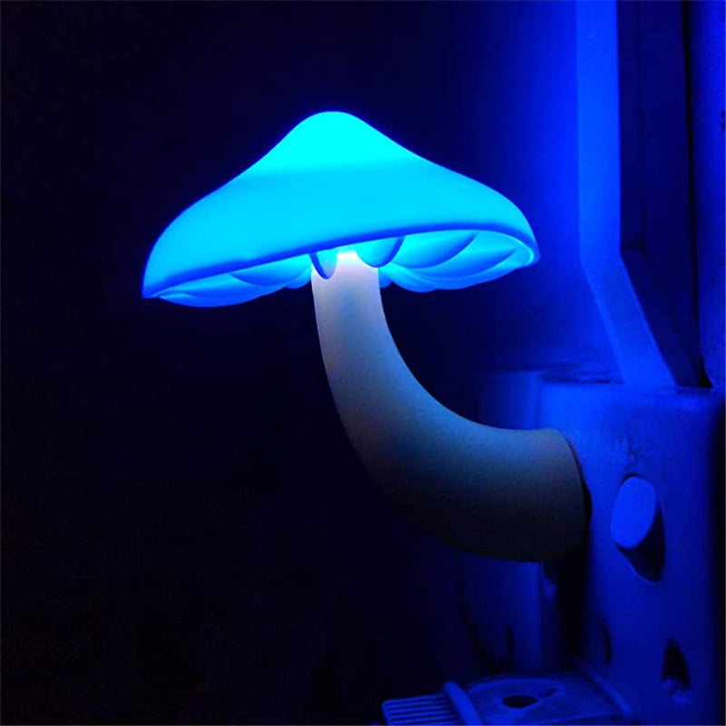 LED Night Light Mushroom Wall Socket Lamp Warm White Light-control Sensor Bedroom Light Home Decoration2