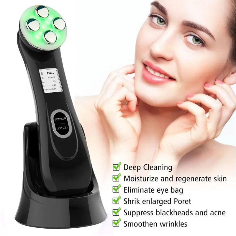 Multifunctional Radio Frequency Skin Tightening Machine, RF Ion Mesotherapy Face Massager, LED Photon Skin Rejuvenation Remover Wrinkle Care Device