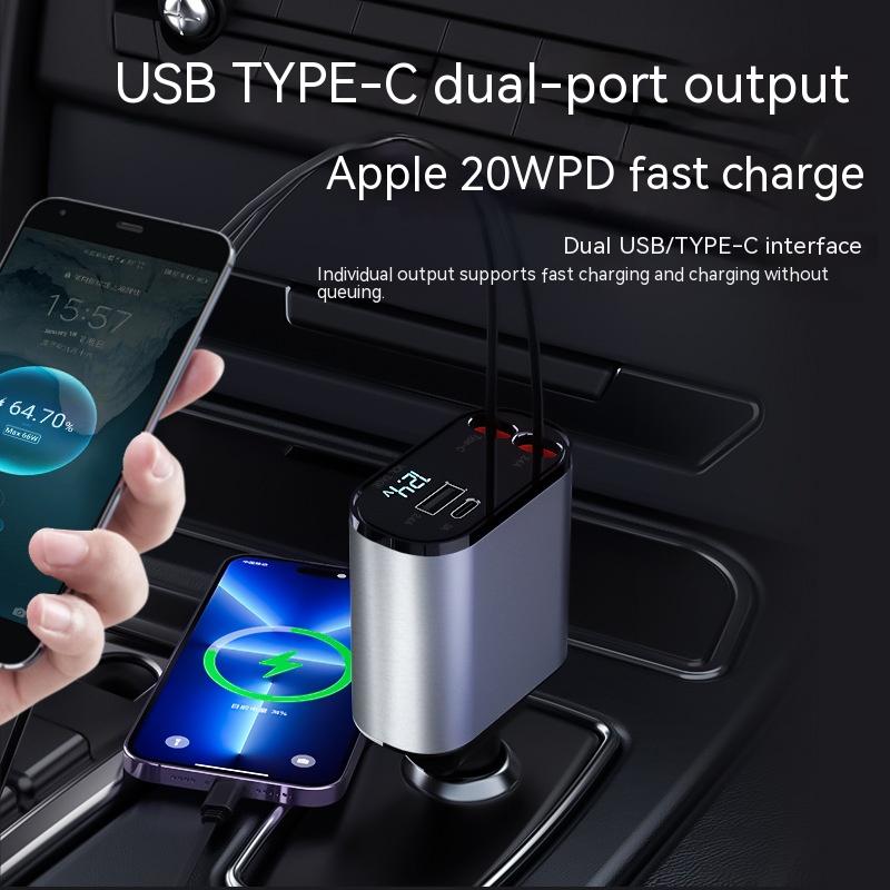 Metal Car Charger 100W Super Fast Charging Car Cigarette Lighter USB And TYPE-C Adapter top