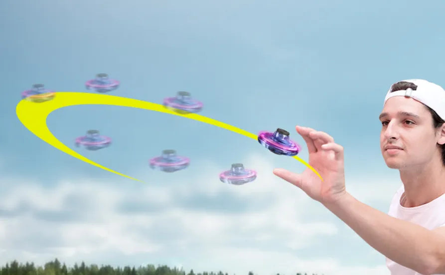 Hand Controlled Mini Drone, Flying Ball Toy, Mini Spinner Drone with 360° Rotating and Shining LED Lights, Small Helicopter UFO Indoor Outdoor Fun for Kids Adults