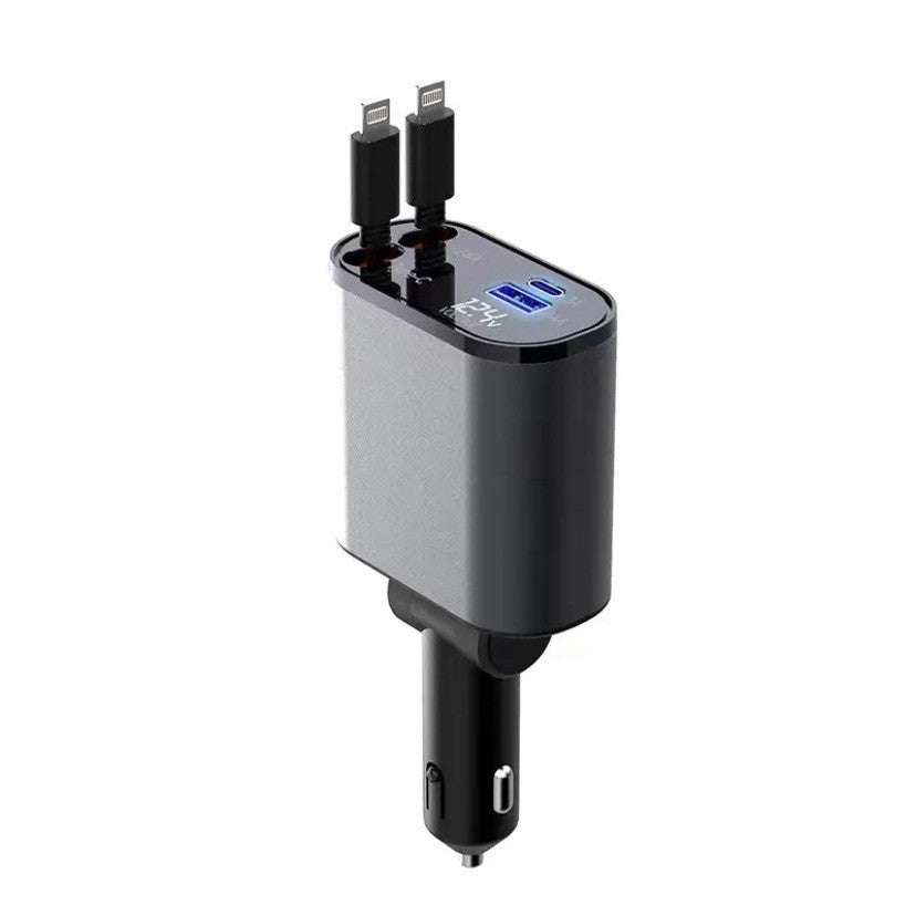Metal Car Charger 100W Super Fast Charging Car Cigarette Lighter USB And TYPE-C Adapter 4