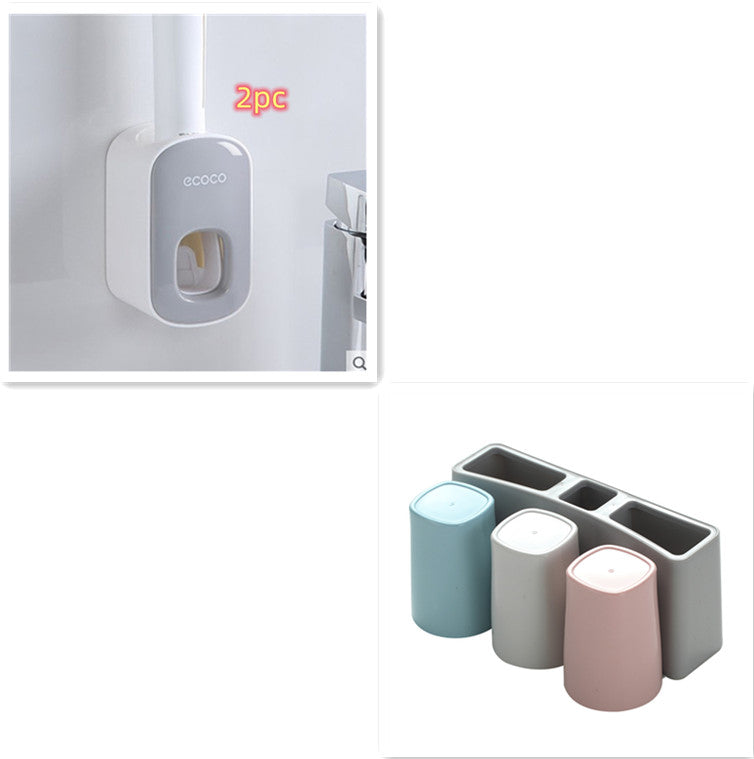 Wall Mounted Automatic Toothpaste Holder Bathroom Accessories Set Dispenser2pcs set