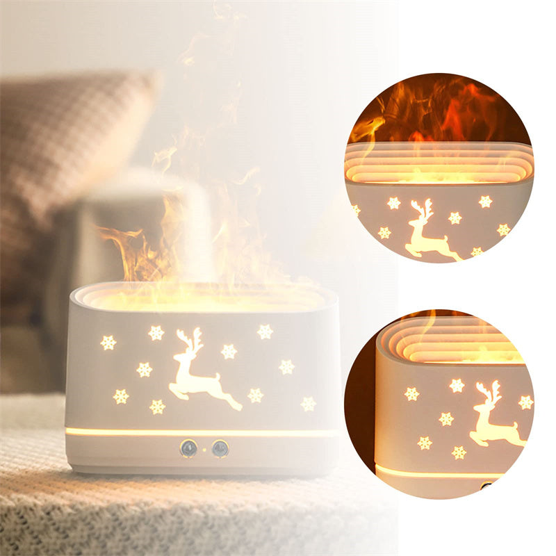 Elk Flame Humidifier Diffuser Mute Household Atmosphere Lamp Christmas Home Decorations style