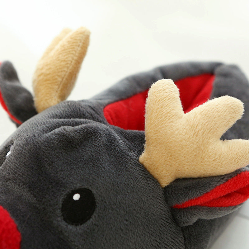 Generic Winter Slippers Christmas Reindeer Slippers Warm Furry Elk Slippers Deer House Shoes for Indoor Bedroom top