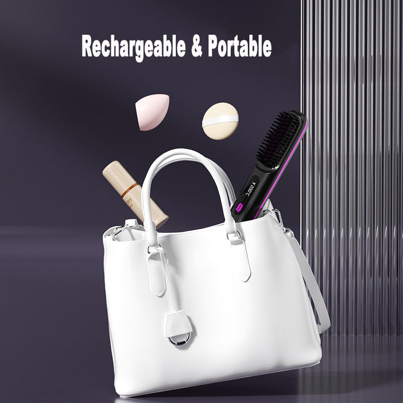 2 In 1 Straight Hair Comb Wireless Hair Straightener Brush Hair Portable USB Charging 5