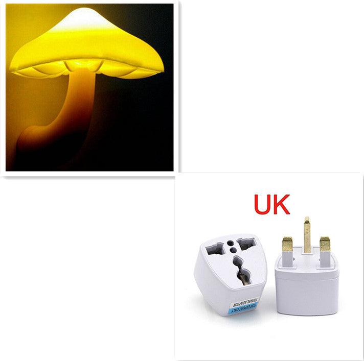 LED Night Light Mushroom Wall Socket Lamp Warm White Light-control Sensor Bedroom Light Home Decoration uk4