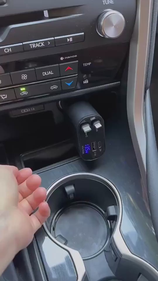 Metal Car Charger 100W Super Fast Charging Car Cigarette Lighter USB And TYPE-C Adapter video1