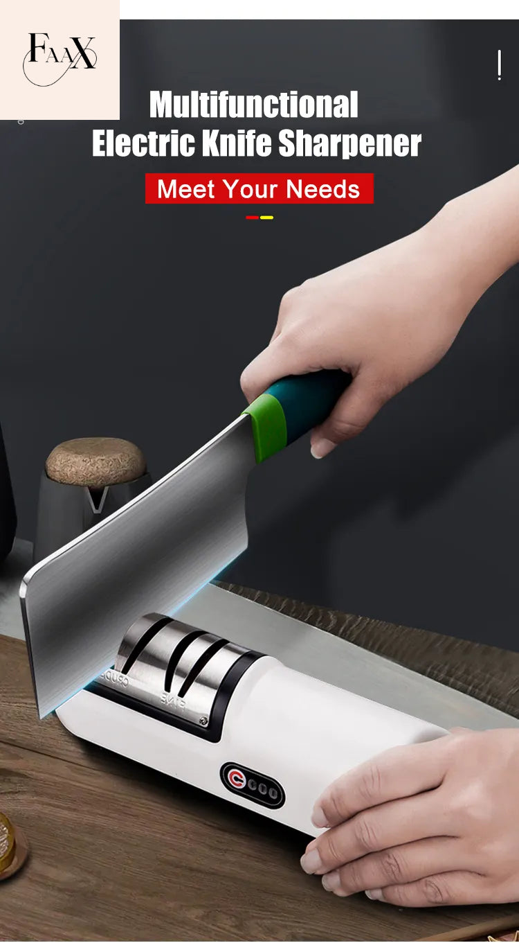 USB Rechargeable Electric Knife Sharpener Automatic Adjustable Kitchen Tool 8