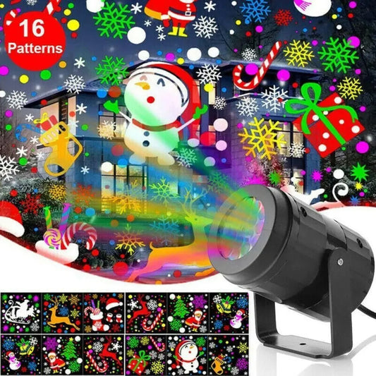 Christmas Party Lights Snowflake Projector Light Led Stage Light Rotating Xmas Pattern Outdoor  Lighting Garden Christmas Decor