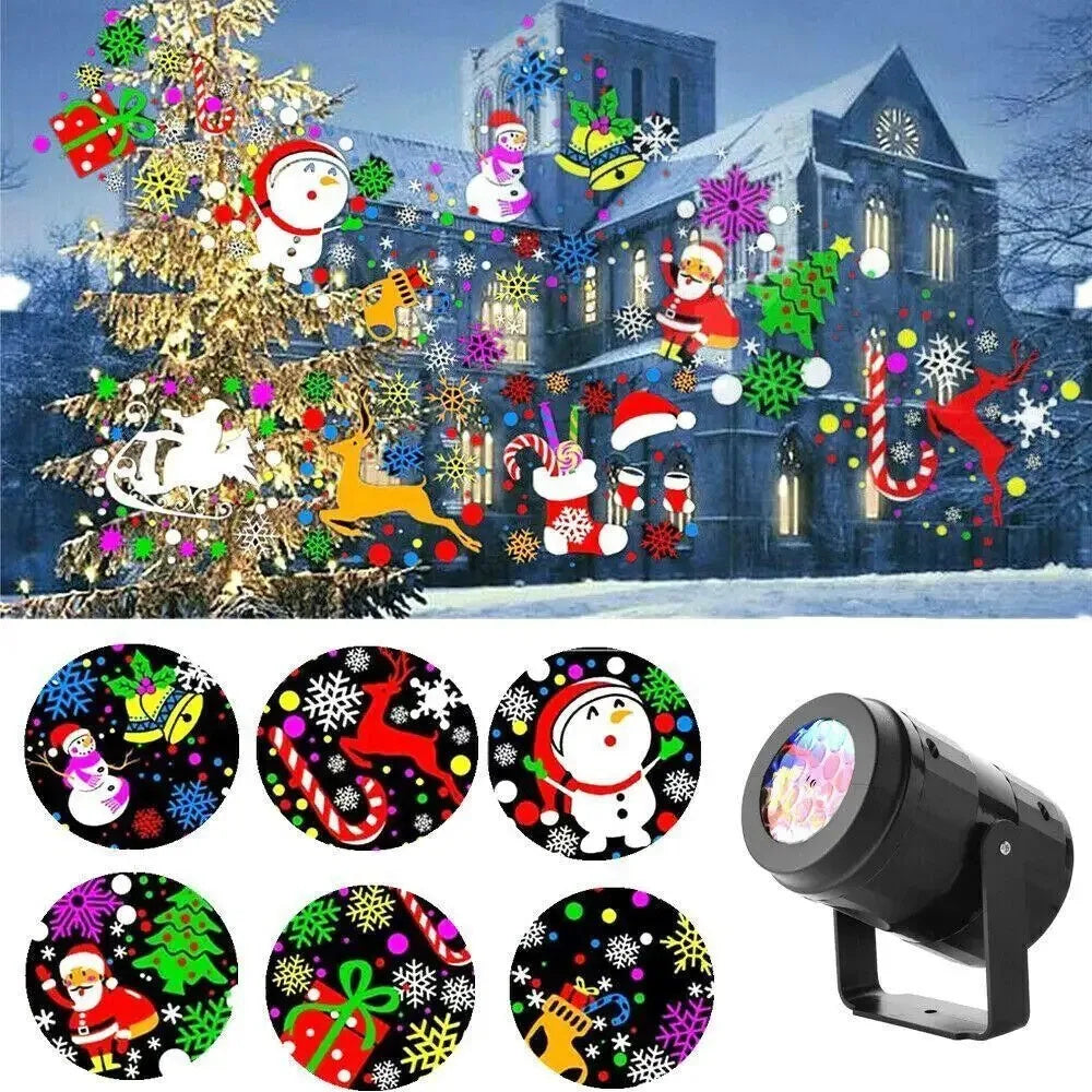 Christmas Party Lights Snowflake Projector Light Led Stage Light Rotating Xmas Pattern Outdoor  Lighting Garden Christmas Decor 1