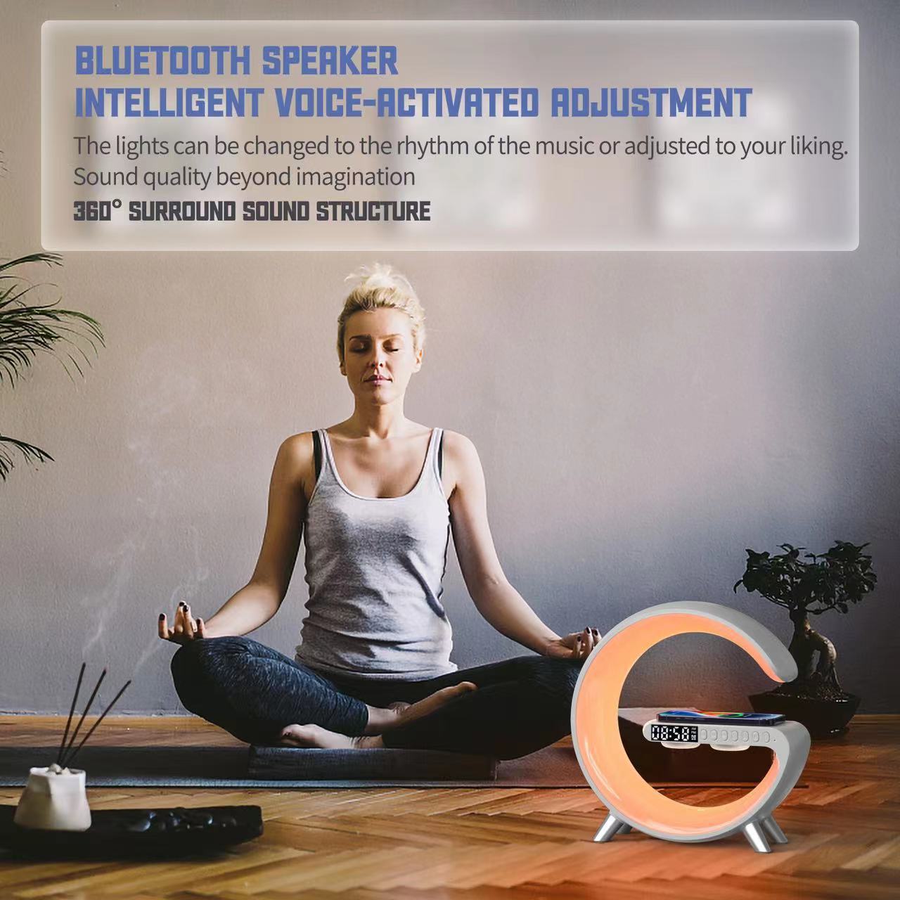 New Smart Multi-functional Mobile Phone Wireless Charging Colorful Atmosphere Light Bluetooth Bedside Night Light Sunrise Wake-up Alarm