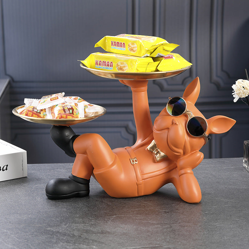 Creative Fortune Dog Ornament Entrance Key Storage Tray Home Decoration