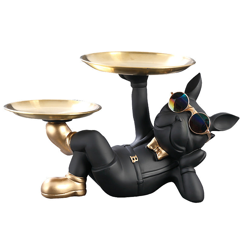 Creative Fortune Dog Ornament Entrance Key Storage Tray Home Decoration