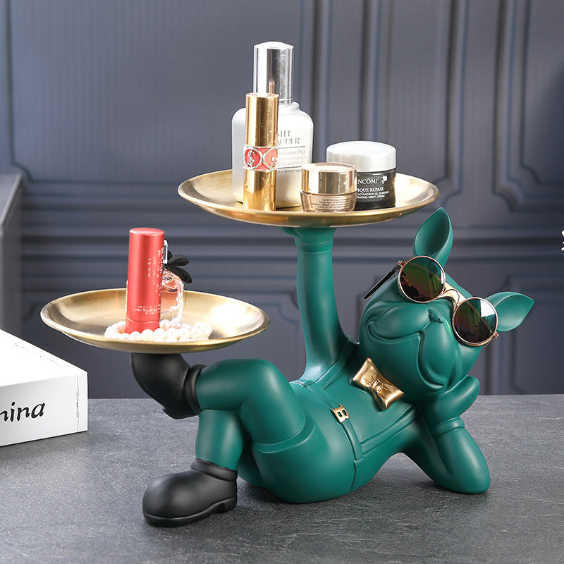 Creative Fortune Dog Ornament Entrance Key Storage Tray Home Decoration