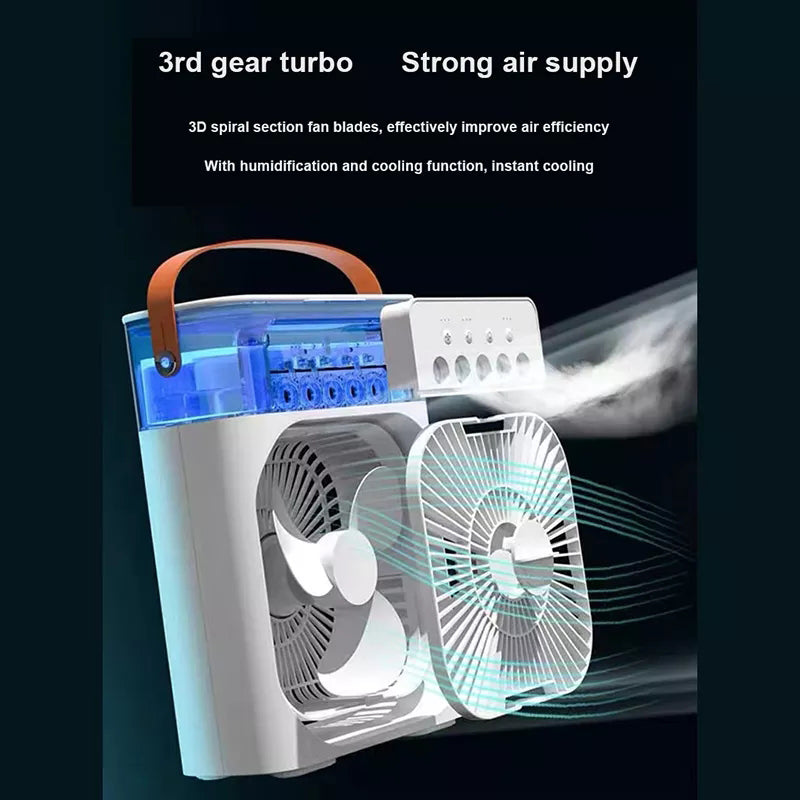 3 In 1 Air Humidifier Cooling USB Fan LED Night Light Water Mist Fun Humidification Fan Spray Electric Fan inside