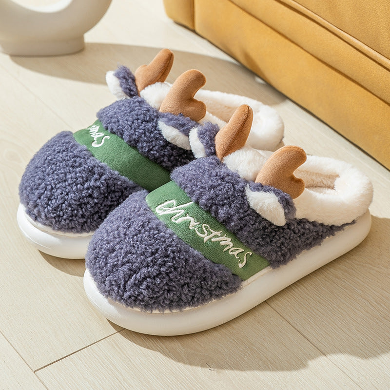 Christmas Shoes Winter Home Slippers Elk Soft Cosy Bedroom Slipper Slip On House Shoes8