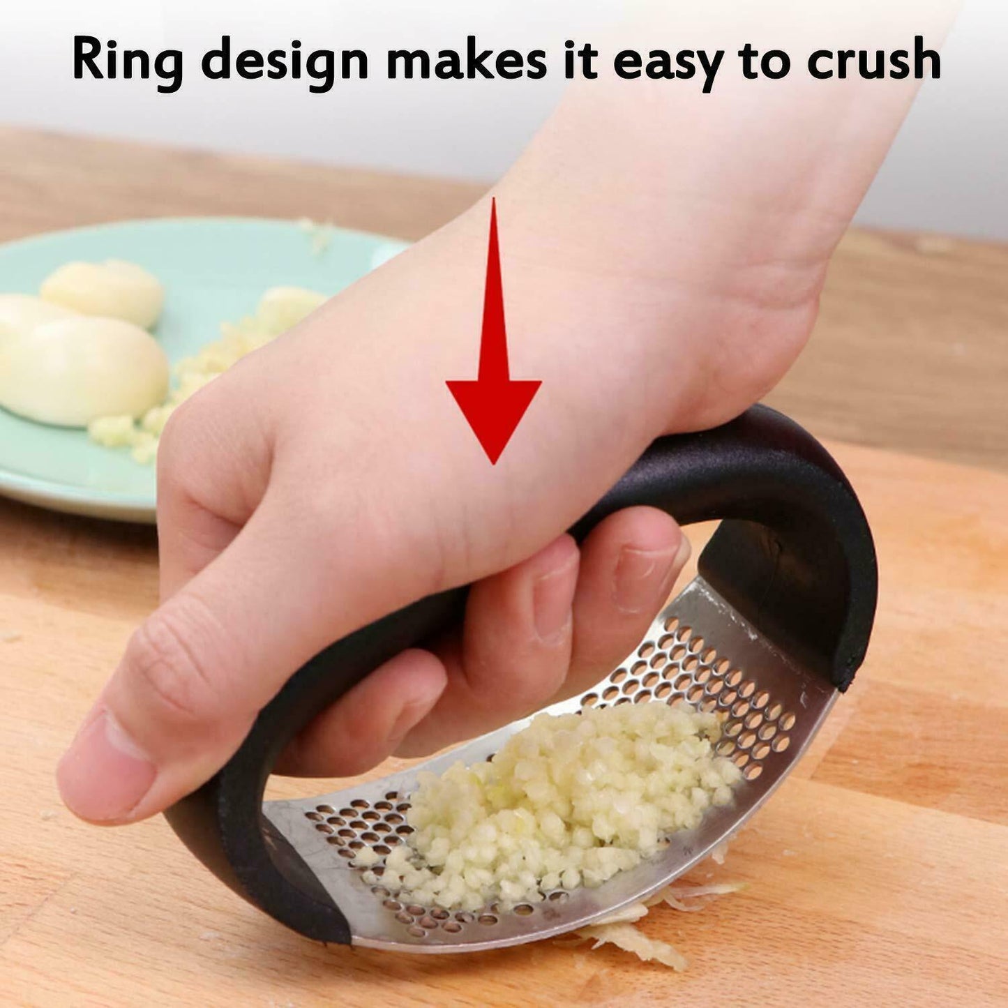 Manual Stainless Steel Garlic Press Manual Garlic Mincer Chopping Garlic Tools Black Peeler