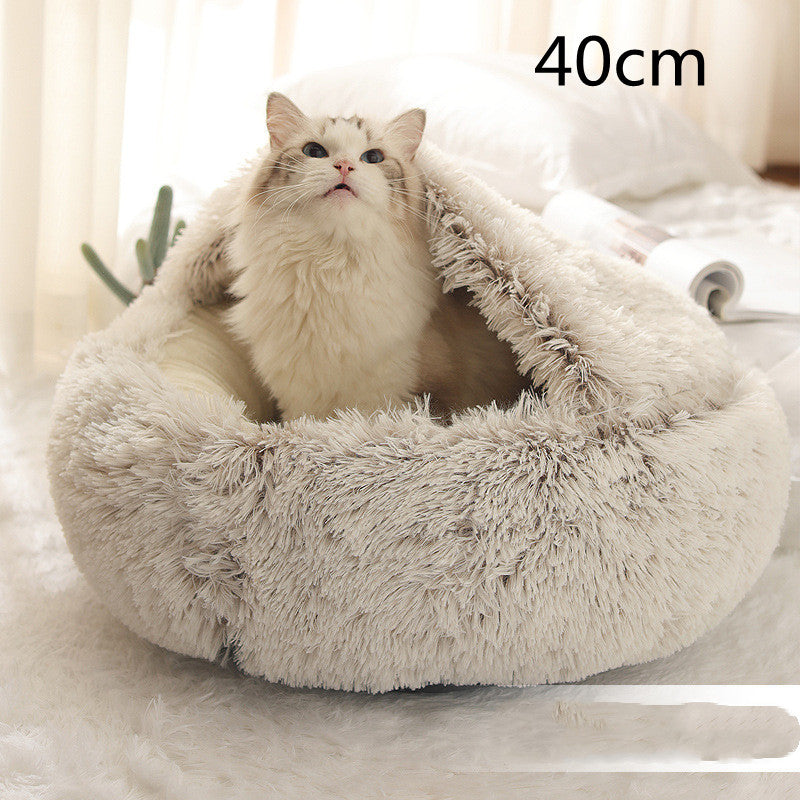 2 In 1 Dog And Cat Bed Pet Winter Bed Round Plush Warm Bed House Soft Long Plush Pets Bed 6