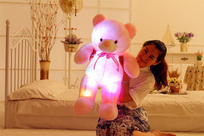 Creative Light Up LED Cuddly Bear Stuffed Animal 7 Colours Light Changing Bear Plush Toy Pillow LED Luminous Night Light for Kids Sleeping