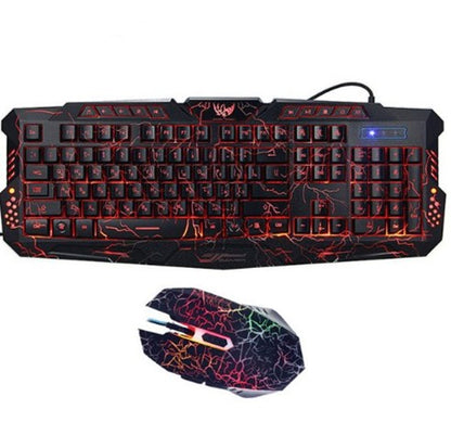 J10 tricolour backlight wired gaming keyboard set colourful luminous gaming mouse keyboard