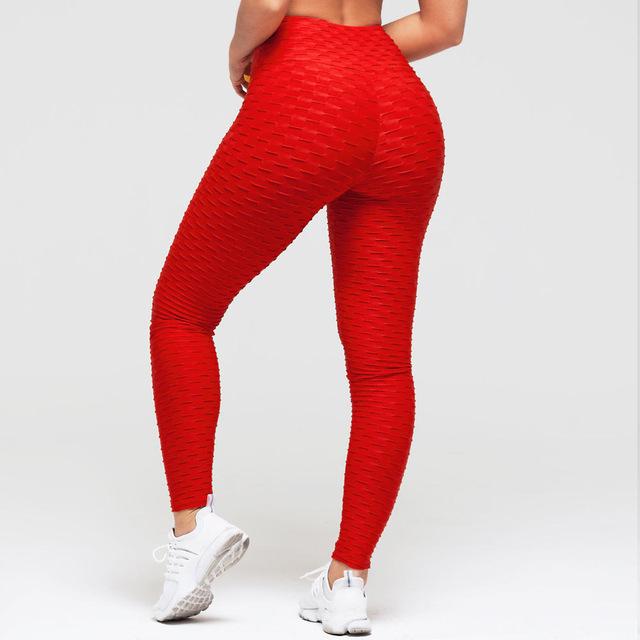 Booty Lifting Anti Cellulite Scrunch Leggings Without Pocket red