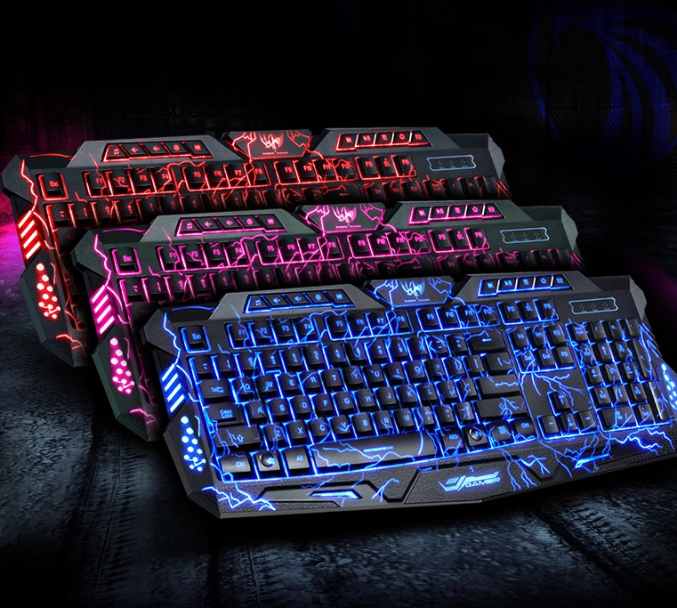 J10 tricolour backlight wired gaming keyboard set colourful luminous gaming mouse keyboard