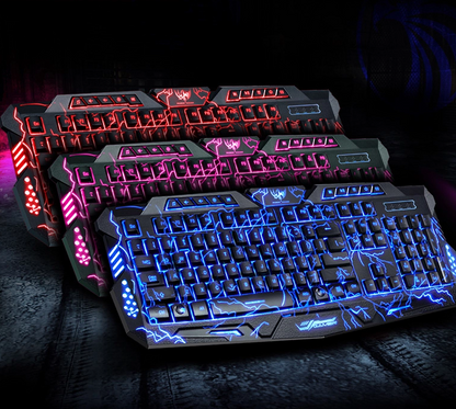 J10 tricolour backlight wired gaming keyboard set colourful luminous gaming mouse keyboard