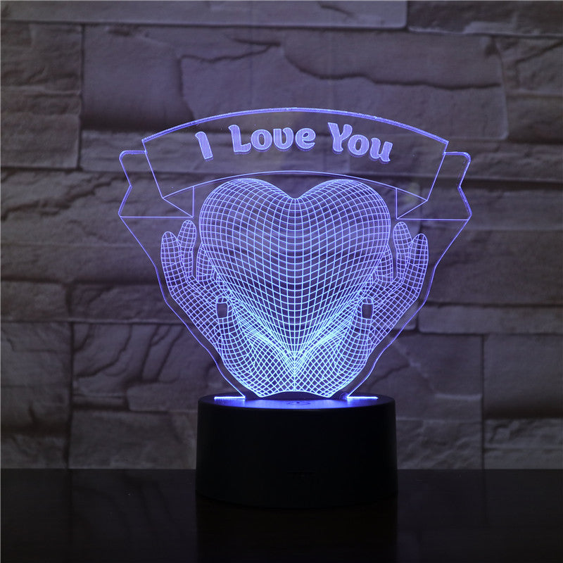 Valentines Day Gift Hands Holding Love 3D Night Light 2