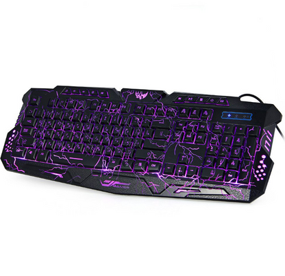 J10 tricolour backlight wired gaming keyboard set colourful luminous gaming mouse keyboard