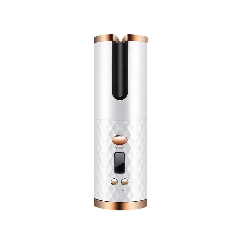Wireless Automatic Curling Iron, Cordless Auto Curler Restriction with Built-in Rechargeable Battery, Ceramic Professional Hair Curler USB Charging and Rechargeable Portable for Travel white