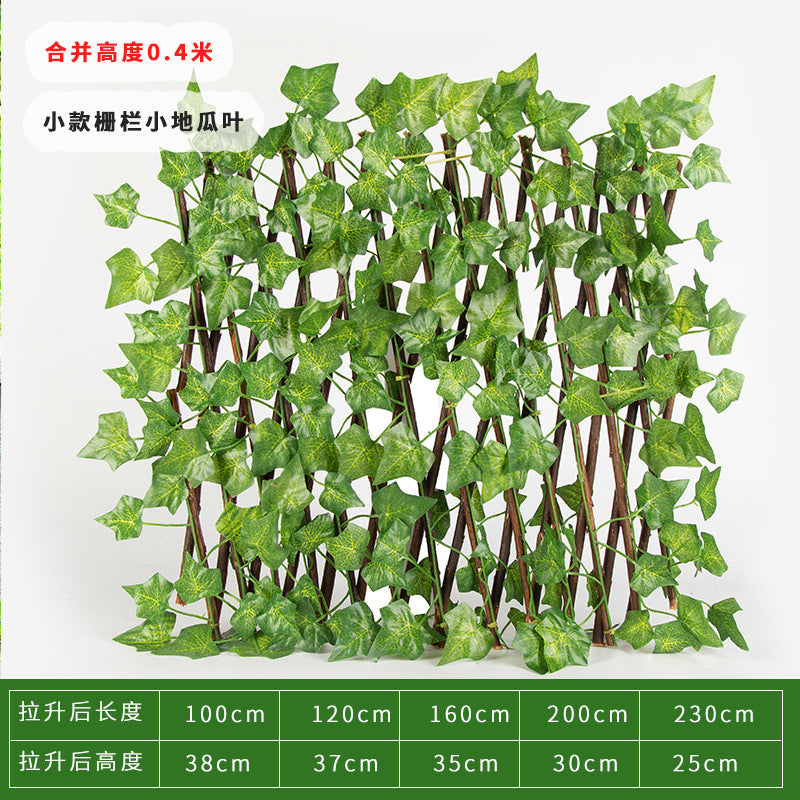 Simulation Fence Garden Plant Fence Wooden Garden Decoration Retractable Trellis with Artificial Leaves Retractable Trellis Fence