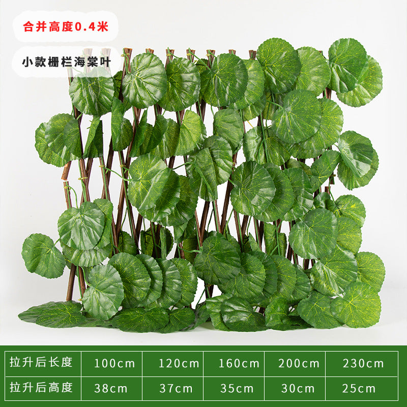 Simulation Fence Garden Plant Fence Wooden Garden Decoration Retractable Trellis with Artificial Leaves Retractable Trellis Fence14