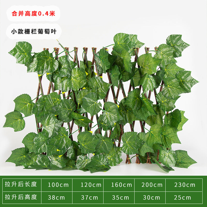 Simulation Fence Garden Plant Fence Wooden Garden Decoration Retractable Trellis with Artificial Leaves Retractable Trellis Fence13