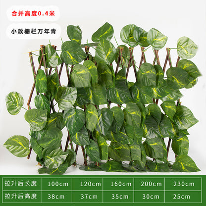 Simulation Fence Garden Plant Fence Wooden Garden Decoration Retractable Trellis with Artificial Leaves Retractable Trellis Fence12