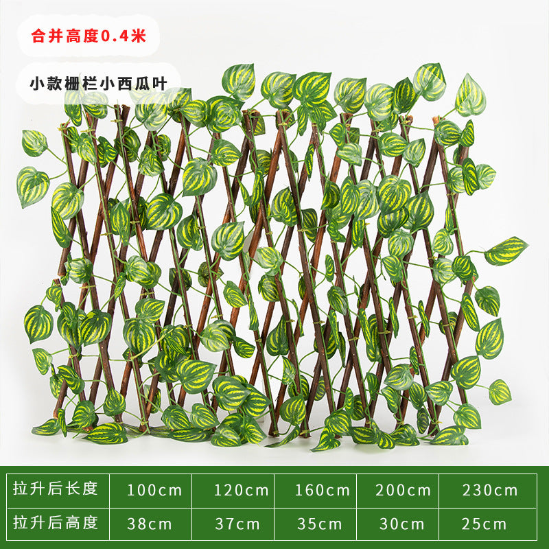 Simulation Fence Garden Plant Fence Wooden Garden Decoration Retractable Trellis with Artificial Leaves Retractable Trellis Fence8