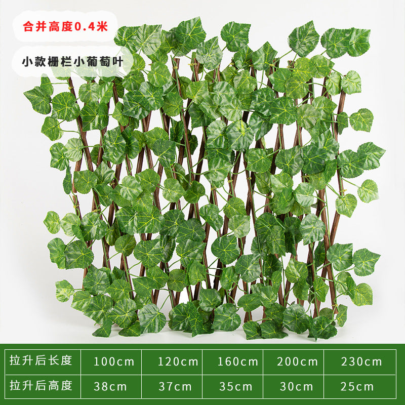 Simulation Fence Garden Plant Fence Wooden Garden Decoration Retractable Trellis with Artificial Leaves Retractable Trellis Fence11