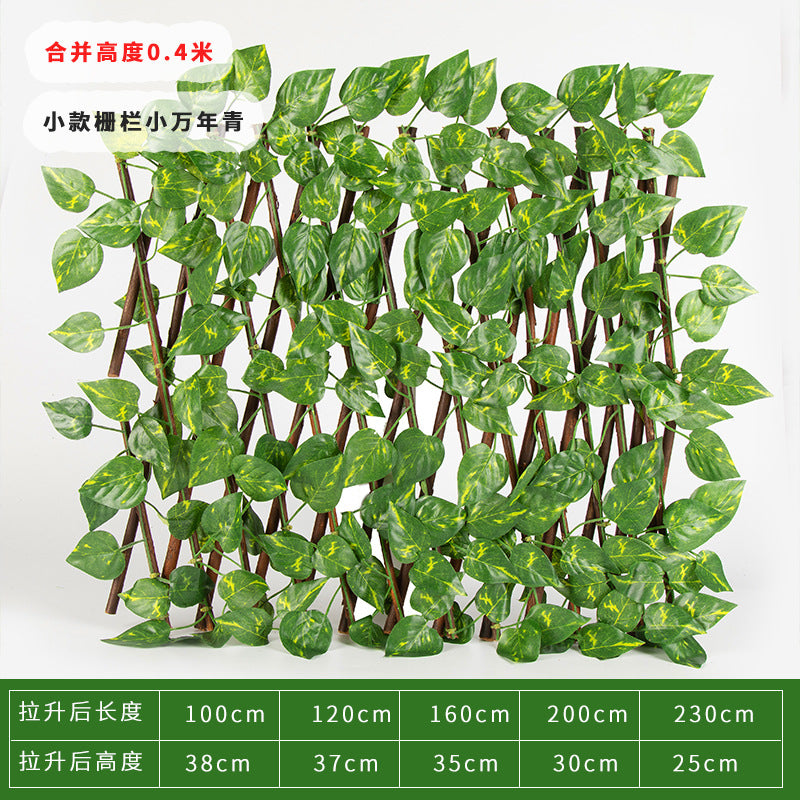 Simulation Fence Garden Plant Fence Wooden Garden Decoration Retractable Trellis with Artificial Leaves Retractable Trellis Fence9