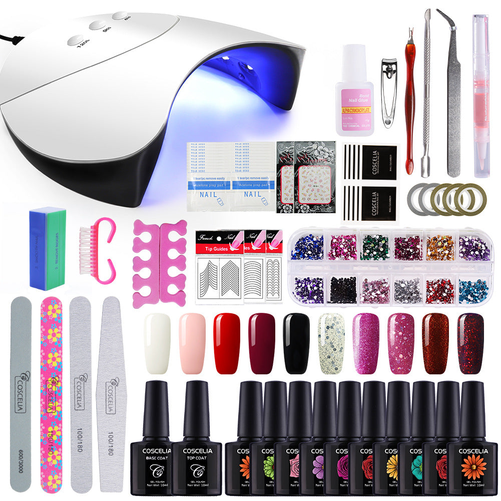 Nail kit tools Nail art set  Nail Tips Art Decorations with LED Lamp 30s UV Lamp