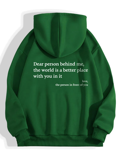 Dear Person Behind Me, You are Enough Drawstring Printed Hoodie Unisex Hoodies green