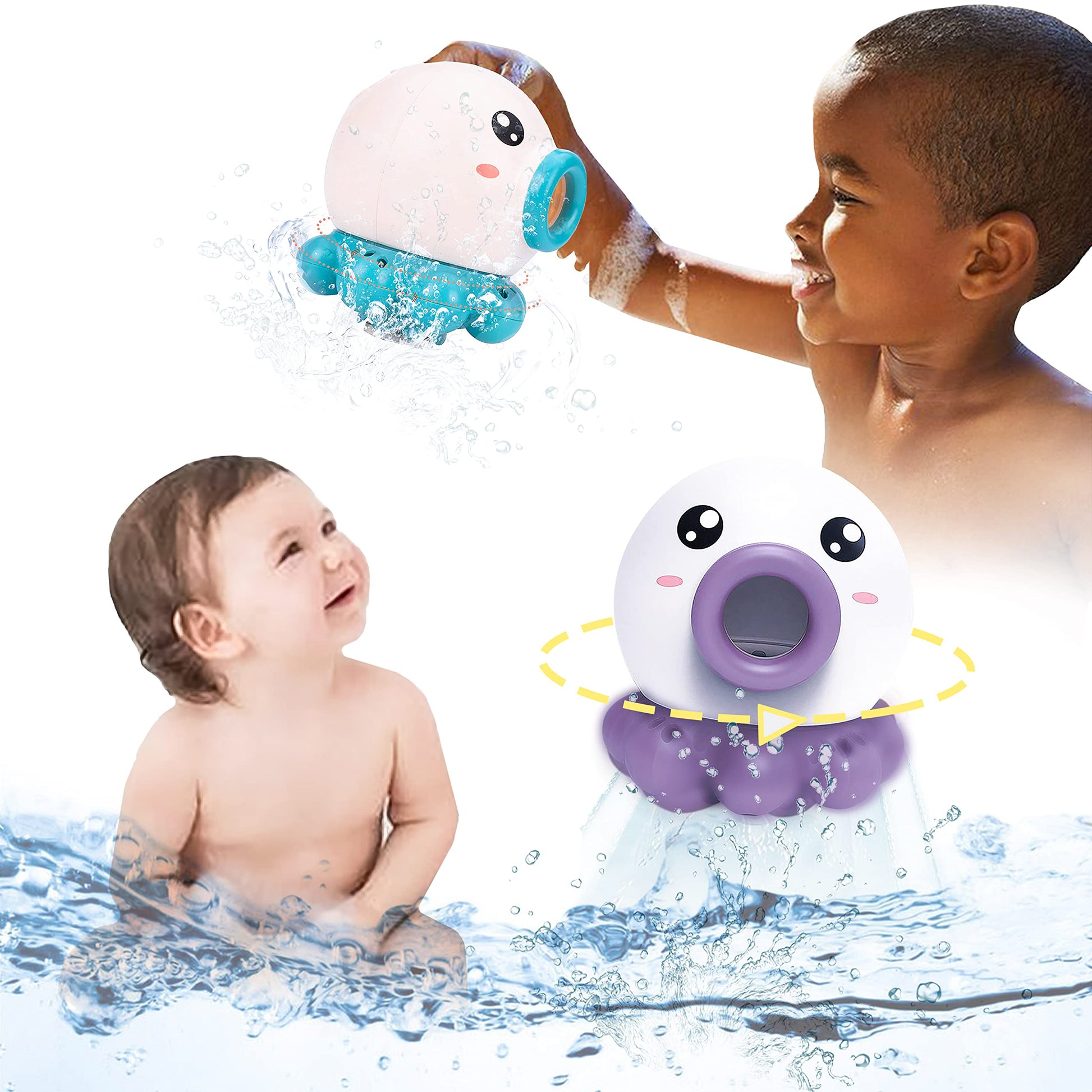 Octopus Fountain Bath Toy Water Jet Rotating Shower Bathroom Toy Sprinkler Beach Toys Kids colours