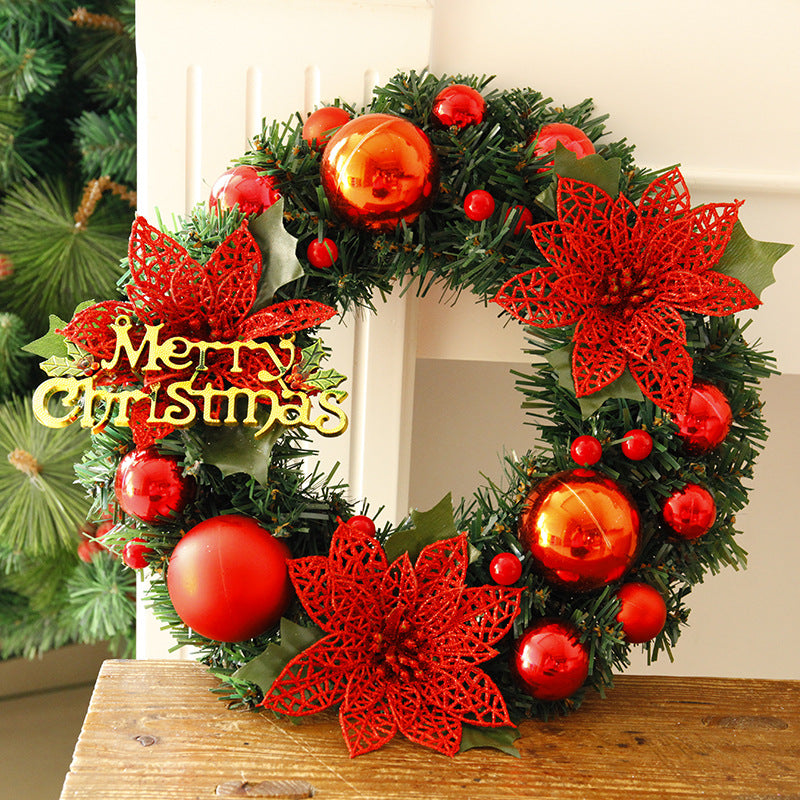 Christmas Decorations Christmas Wreath 30cm for Front Door, Artificial Wreaths for Indoor Outdoor Window Fireplace Wall Decor Home red