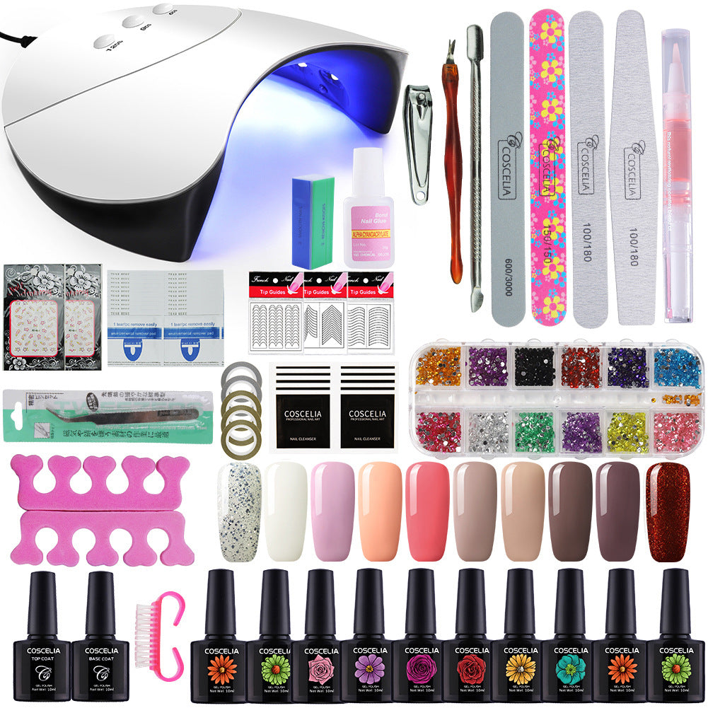 Nail kit tools Nail art set  Nail Tips Art Decorations with LED Lamp 30s UV Lamp